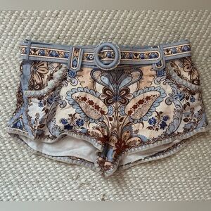 Zimmermann High Waist Patterned Shorts - Blue and Brown